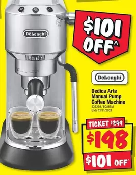 Delonghi - Dedica Arte Manual Pump Coffee Machine offers at $198 in JB Hi Fi