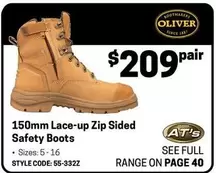 150mm Lace-up Zip Sided Safety Boots offers at $209 in Blackwoods