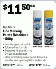 Dy-Mark - Line Marking Paints (Machine) - 500g offers at $11.5 in Blackwoods