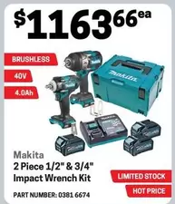 Makita -  2 Piece 1/2" & 3/4" Impact Wrench Kit offers at $1163.66 in Blackwoods