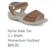 Niche Walk Tan C+ Width Momentum Footbed offers at $89.95 in Homyped