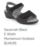 Savannah Black E Width Momentum Footbed offers at $149.95 in Homyped