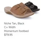 Niche Tan, Black C+ Width Momentum Footbed offers at $79.95 in Homyped