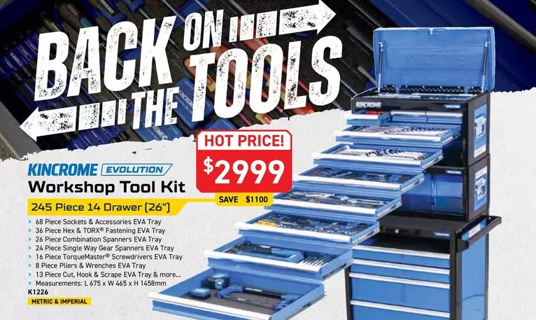 Kincrome - Workshop Tool Kit offers at $2999 in Kincrome