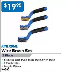 Kincrome - Wire Brush Set  offers at $19.95 in Kincrome