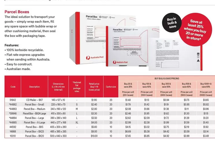 Bubble - Parcel Boxes offers in Australia Post