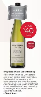 Knappstein - Clare Valley Riesling offers at $40 in Porters