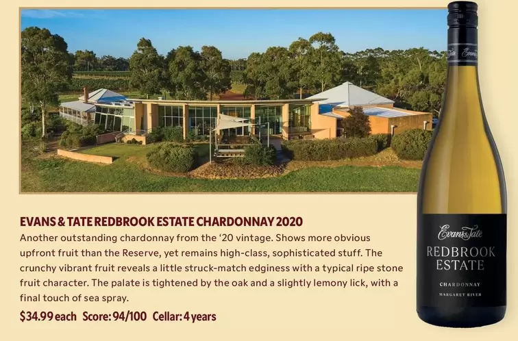 Evans & Tate - Redbrook Estate Chardonnay 2020 offers at $34.99 in Liquor Barons