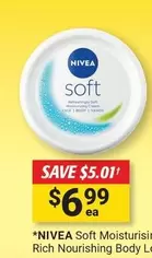 Nivea - Soft Moisturising Cream 200ml  offers at $6.99 in Cincotta Chemist