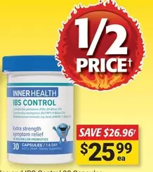 Inner Health - IBS Control 30 Capsules offers at $25.99 in Cincotta Chemist
