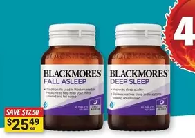 Blackmores - Fall Asleep 60 Tablets And Deep Sleep 60 Tablets offers at $25.49 in Cincotta Chemist