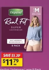 Depend - Women Real Fit Underwear Super Medium 8 Pack offers at $11.79 in Cincotta Chemist