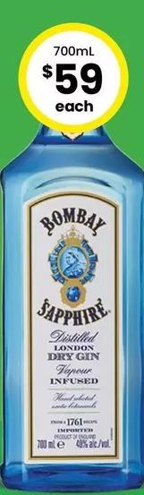 Bombay Sapphire - London Dry Gin offers at $59 in The Bottle-O