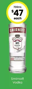 Smirnoff -  Vodka offers at $47 in The Bottle-O