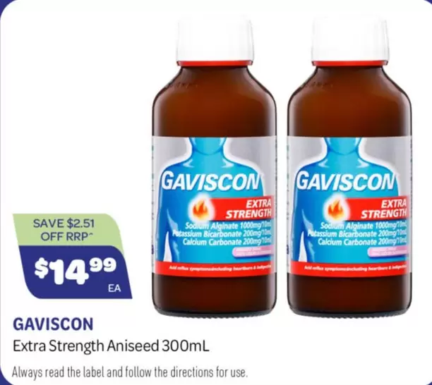 Gaviscon - Extra Strength Aniseed 300mL offers at $14.99 in Health Save