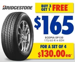 Bridgestone - Ecopia EP150 175/65 R14 82H offers at $165 in Bob Jane T-Marts