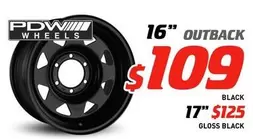 Pdw Wheels - 16" Outback Black offers at $109 in Bob Jane T-Marts