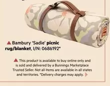 Bambury 'Sadie' Picnic Rug/Blanket, I/N: 0686192 offers at $99 in Bunnings Warehouse