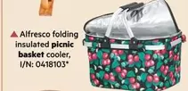 Alfresco Folding Insulated Picnic Basket Cooler offers in Bunnings Warehouse