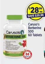 Caruso's - Berberine 500 60 Tablets offers at $28.99 in Star Discount Chemist
