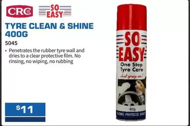Shine - Tyre Clean &  400g offers at $11 in Burson Auto Parts