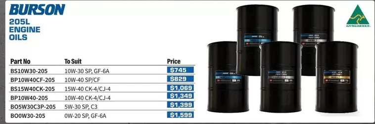 205l Eneine Oils offers in Burson Auto Parts
