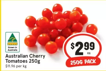 Australian Cherry Tomatoes 250g offers at $2.99 in IGA