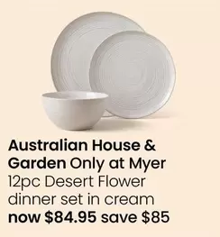 Australian House & Garden -  12pc Desert Flower Dinner Set In Cream offers at $84.95 in Myer