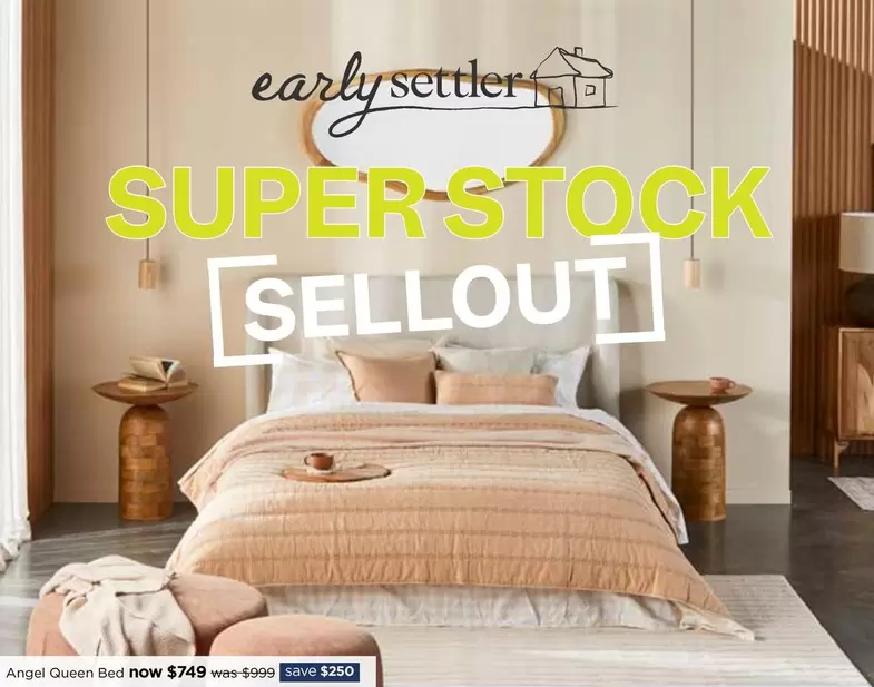 Angel - Queen Bed  offers at $749 in Early Settler