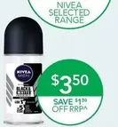 Nivea - Men Anti-Perspirant Invisible Black & White Roll On 50ml offers at $3.5 in TerryWhite Chemmart