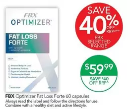 Fbx - Optimizer Fat Loss Forte 60 Capsules offers at $59.99 in TerryWhite Chemmart
