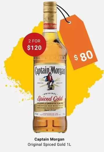 Captain Morgan - Original Spiced Gold 1l offers at $80 in BWS