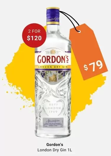 Gordon's - Gordon’s London Dry Gin 1l offers at $79 in BWS