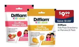 Difflam - Kids Pops Strawberry Or Manuka 10 Pack offers at $9.99 in Alliance Pharmacy