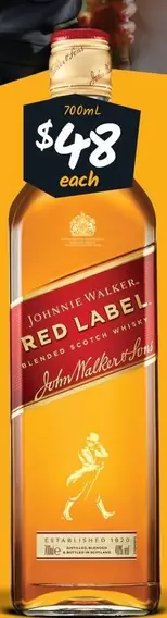 Johnnie Walker -  Red Label Blended Scotch Whisky offers at $48 in Cellarbrations