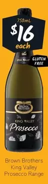 Brown Brothers - King Valley Prosecco Range offers at $16 in Cellarbrations