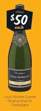 Louis Morette - Grande Reserve Brut NV Champagne offers at $50 in Cellarbrations