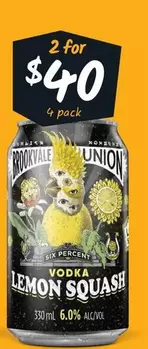 Brookvale Union - 6% Vodka Premix Range Cans 330ml offers at $40 in Cellarbrations