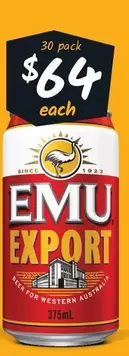 Emu Export - Block Cans 375ml offers at $64 in Cellarbrations