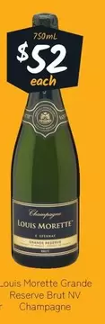Louis Morette - Grande Reserve Brut NV Champagne offers at $52 in Cellarbrations