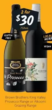 Brown Brothers - King Valley Prosecco Range Or Alkoomi Grazing Range offers at $30 in Cellarbrations