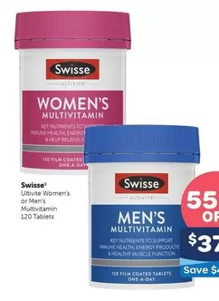 Swisse - Ultivite Women's Or Men's Multivitamin 120 Tablets offers at $37.49 in Advantage Pharmacy