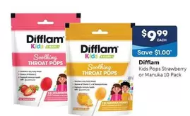 Difflam - Kids Pops Strawberry Or Manuka 10 Pack offers at $9.99 in Advantage Pharmacy