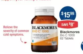 Blackmores -  Bio C 1000 62 Tablets offers at $15.99 in Pharmacist Advice