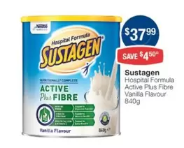 Sustagen - Hospital Formula Active Plus Fibre Vanilla Flavour 840g offers at $37.99 in Pharmacist Advice