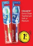 Colgate - Extra Clean Toothbrush Soft Or Medium offers at $1 in Chemist King