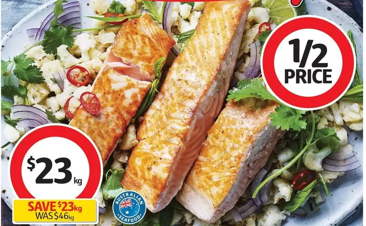 Coles - Tasmanian Fresh Salmon Portions Skin Off offers at $23 in Coles