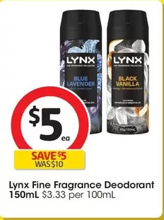 Lynx - Fine Fragrance Deodorant 150mL offers at $5 in Coles