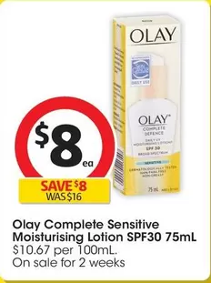 Olay - Complete Sensitive Moisturising Lotion Spf30 75mL offers at $8 in Coles