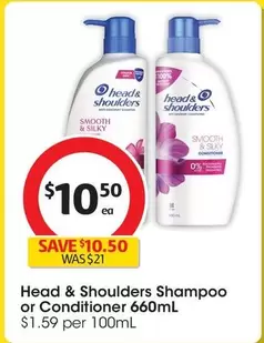 Head & Shoulders - Shampoo 660mL offers at $10.5 in Coles